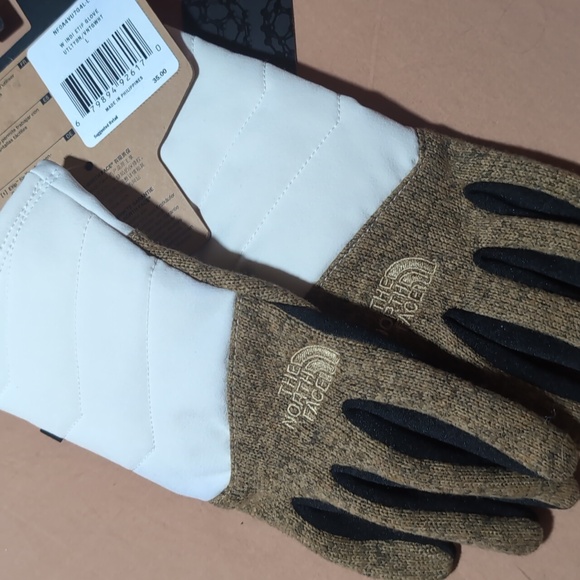 NWT north face women's large E-tip winter gloves cream black tan touchscreen - Picture 4 of 8